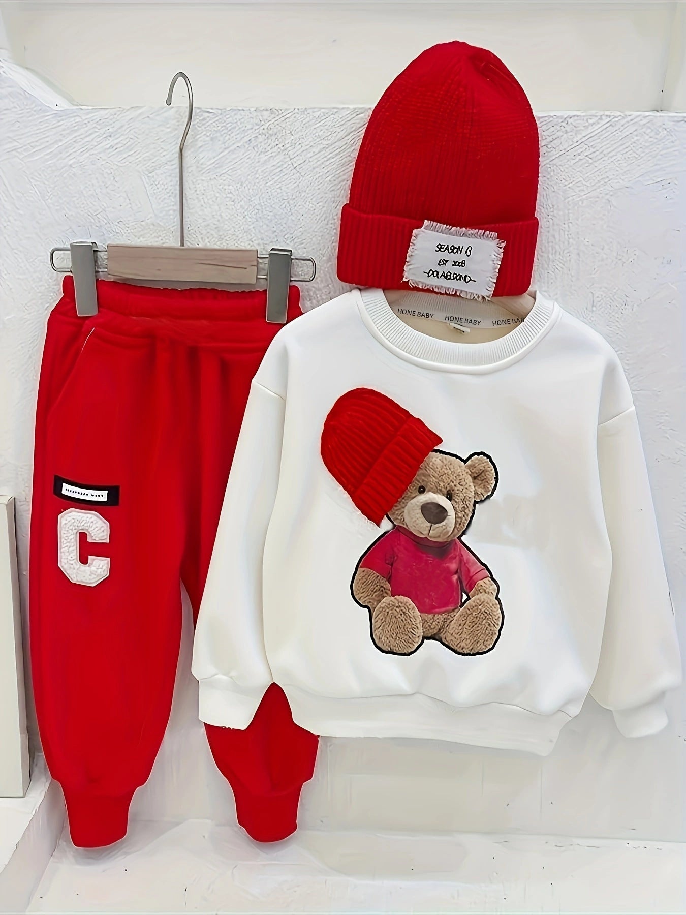 Cartoon Hat Bear Long-sleeved Trousers Two-piece Set