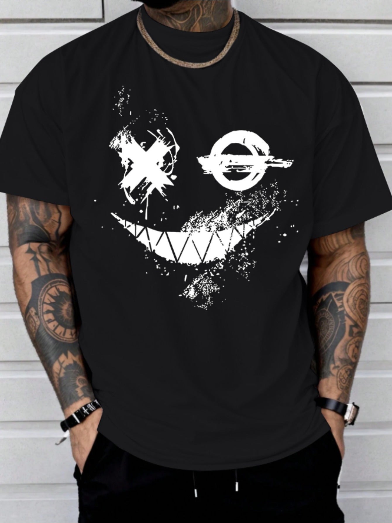 Smiling Face Printed T-shirt, Men's T-shirt, Unisex, Summer Casual Short Sleeved T-shirt