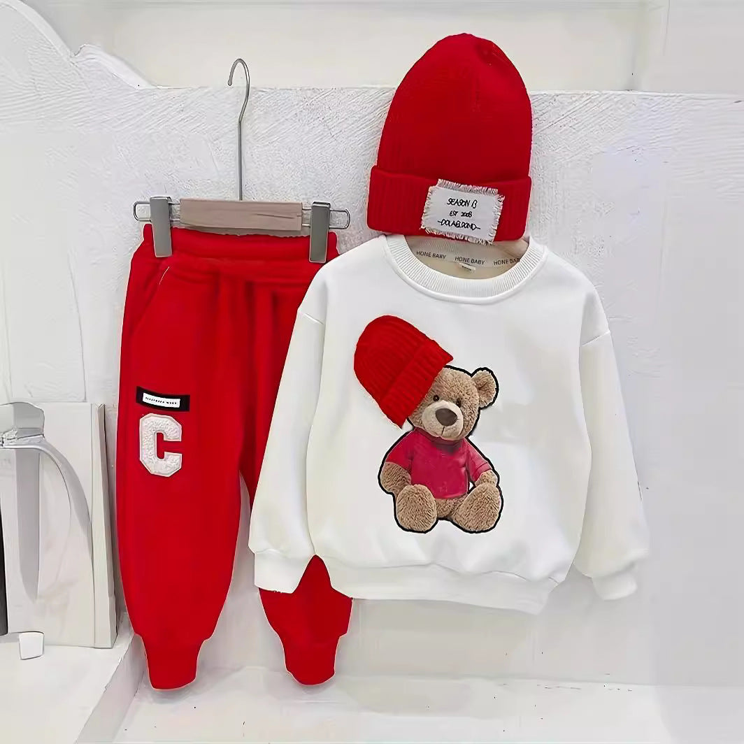 Cartoon Hat Bear Long-sleeved Trousers Two-piece Set