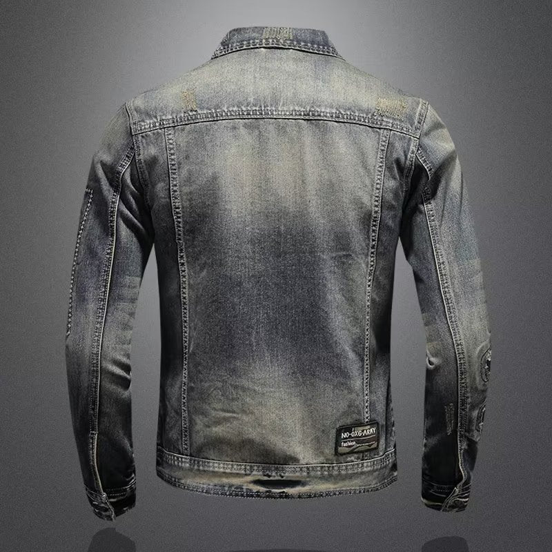 Spring And Autumn Retro Distressed Men's Denim Coat