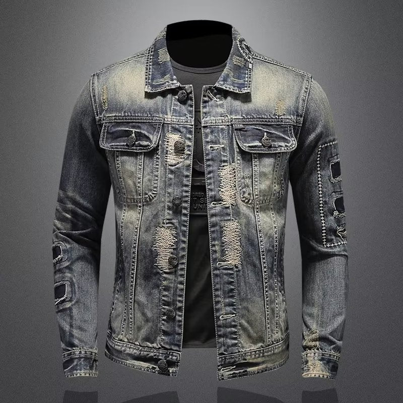 Spring And Autumn Retro Distressed Men's Denim Coat