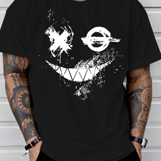 Smiling Face Printed T-shirt, Men's T-shirt, Unisex, Summer Casual Short Sleeved T-shirt