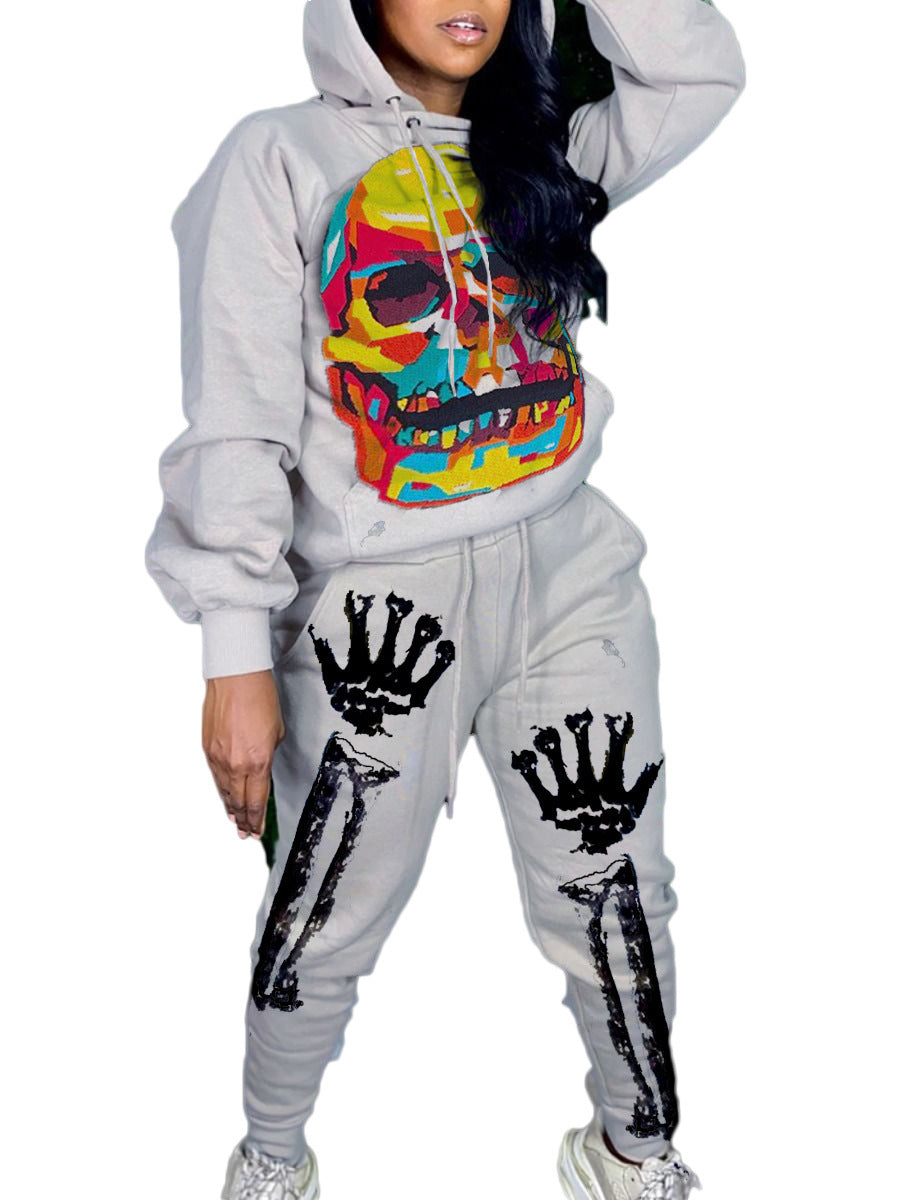 Skull Halloween Thick Print Hat Long Suit