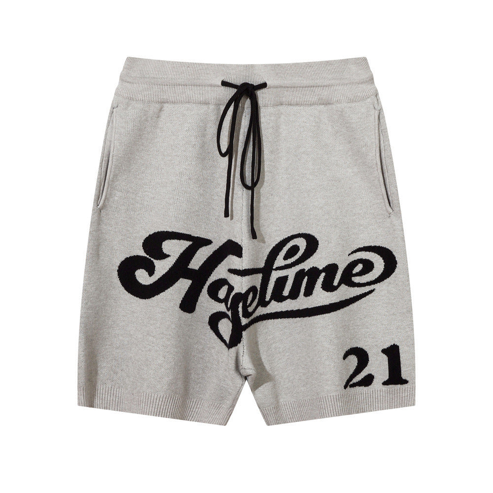 Jacquard Letter Wool Shorts For Men